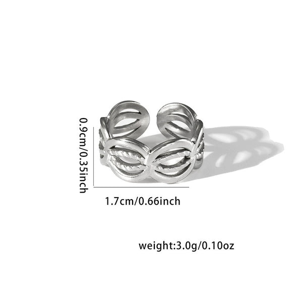 Titanium Steel Ring Geometric Hollow Leaf Design Electroplating Light Luxury Style For Ladies