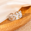 Titanium Steel Ring Geometric Hollow Leaf Design Electroplating Light Luxury Style For Ladies