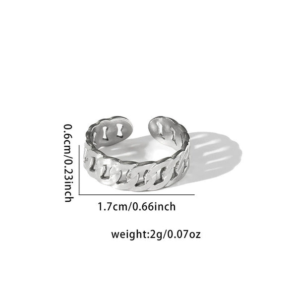 Titanium Steel Ring Geometric Hollow Leaf Design Electroplating Light Luxury Style For Ladies