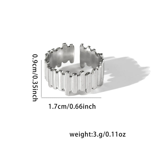 Titanium Steel Ring Geometric Hollow Leaf Design Electroplating Light Luxury Style For Ladies
