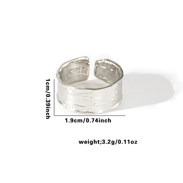 Titanium Steel Ring Geometric Open Type Hollow Irregular Lines Heart Shape Flower Leaves Letters Numbers Text Electroplated Unisex