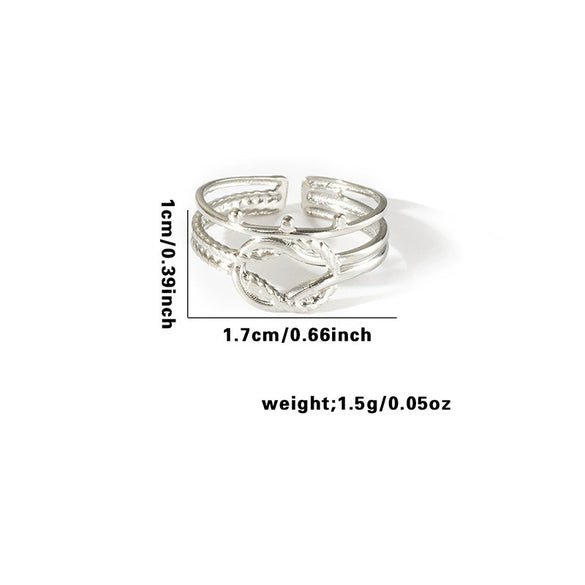 Titanium Steel Ring Geometric Open Type Hollow Irregular Lines Heart Shape Flower Leaves Letters Numbers Text Electroplated Unisex