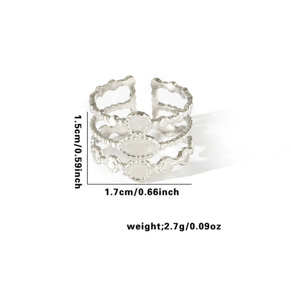 Titanium Steel Ring Geometric Open Type Hollow Irregular Lines Heart Shape Flower Leaves Letters Numbers Text Electroplated Unisex
