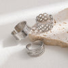 Titanium Steel Ring Geometric Open Type Hollow Irregular Lines Heart Shape Flower Leaves Letters Numbers Text Electroplated Unisex