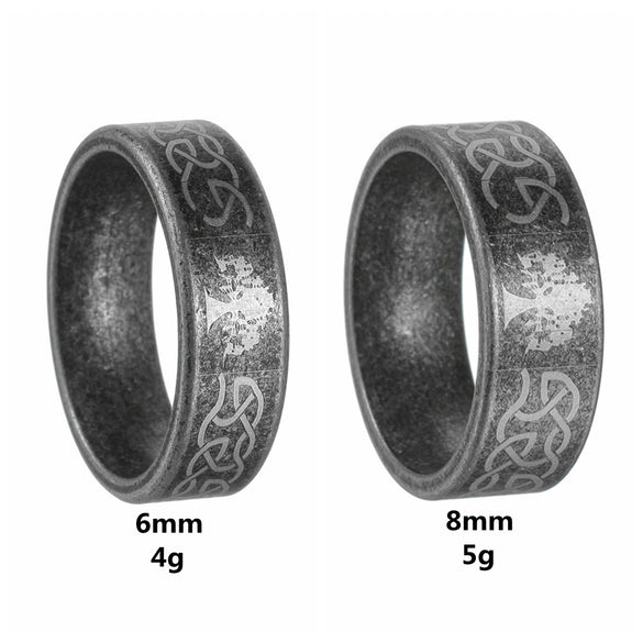 Titanium Steel Ring Geometric Pattern Distressed Style Unisex Jewelry