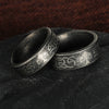Titanium Steel Ring Geometric Pattern Distressed Style Unisex Jewelry