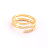 Titanium Steel Ring Geometric Style Three Layer Line Row Drill Opening Electroplated Women's Jewelry