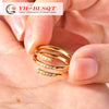 Titanium Steel Ring Geometric Style Three Layer Line Row Drill Opening Electroplated Women's Jewelry