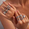 Titanium Steel Ring Leaves Love Hollow Design Geometric Electroplated Unisex