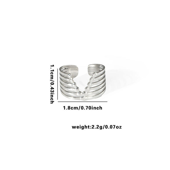 Titanium Steel Ring Leaves Love Hollow Design Geometric Electroplated Unisex