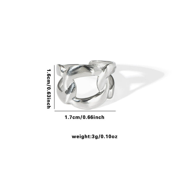 Titanium Steel Ring Leaves Love Hollow Design Geometric Electroplated Unisex