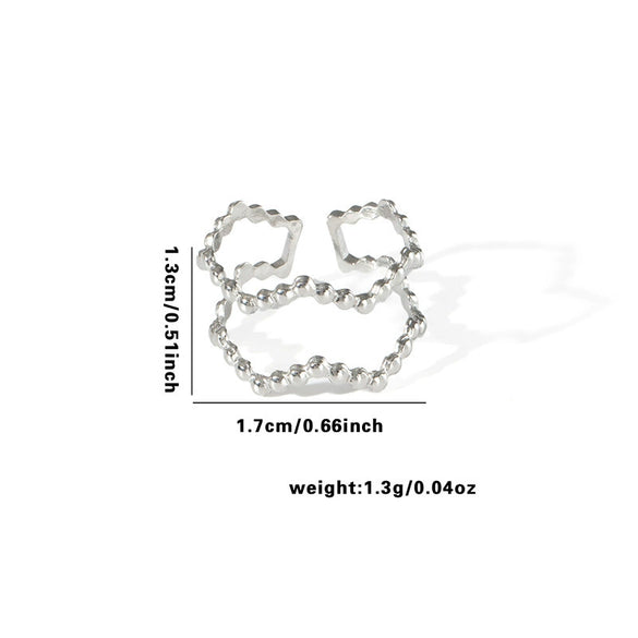 Titanium Steel Ring Leaves Love Hollow Design Geometric Electroplated Unisex