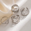 Titanium Steel Ring Leaves Love Hollow Design Geometric Electroplated Unisex