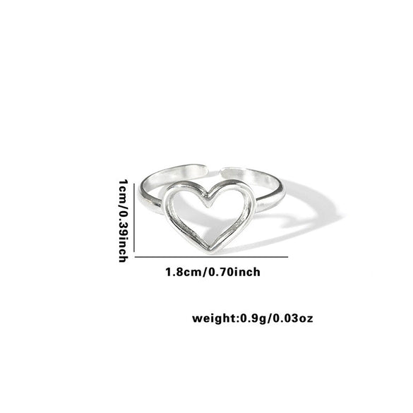 Titanium Steel Ring Leaves Love Hollow Design Geometric Electroplated Unisex
