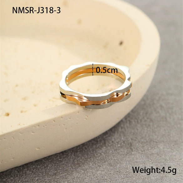 Titanium Steel Ring Light Luxury Style Geometric Electroplated Unisex Jewelry