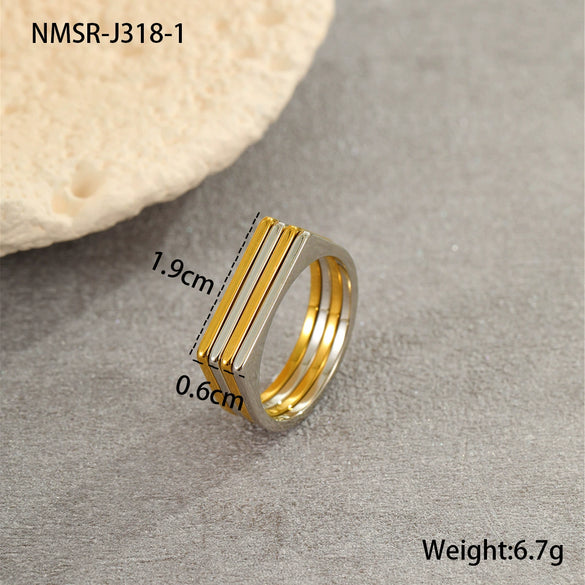 Titanium Steel Ring Light Luxury Style Geometric Electroplated Unisex Jewelry