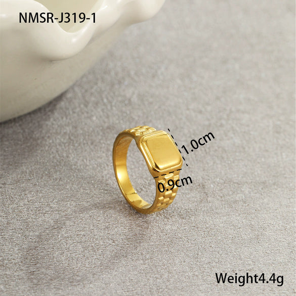 Titanium Steel Ring Light Luxury Style Geometric Electroplated Unisex Jewelry