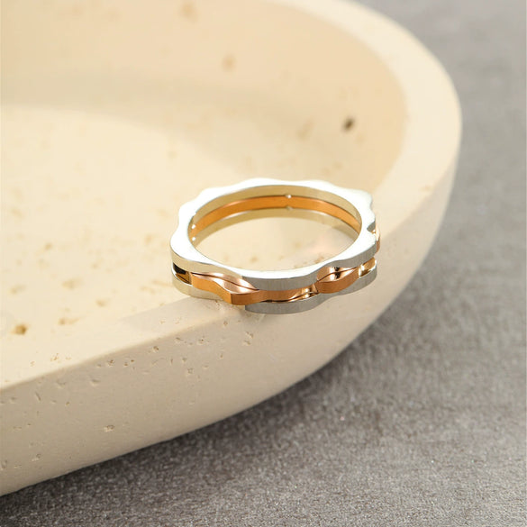 Titanium Steel Ring Light Luxury Style Geometric Electroplated Unisex Jewelry
