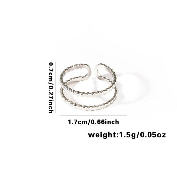 Titanium Steel Ring Open Type Unisex Electroplated With Heart Shape Flower Leaves Letters Numbers Text Design