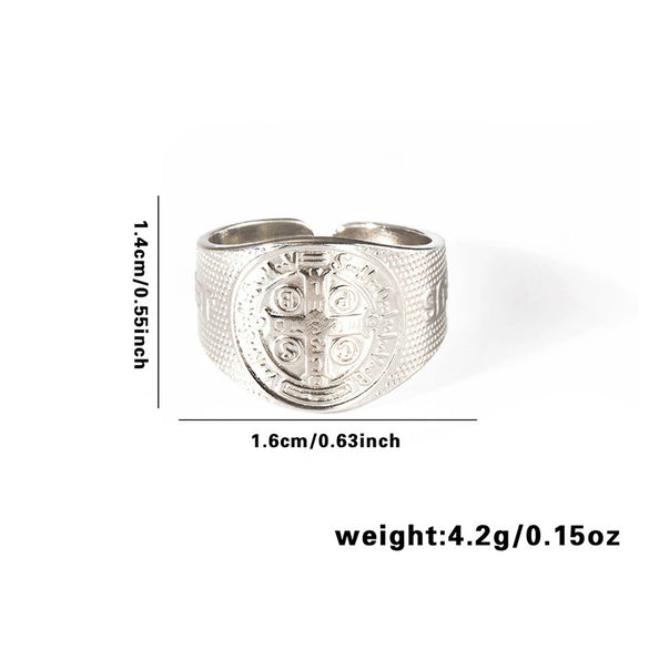 Titanium Steel Ring Open Type Unisex Electroplated With Heart Shape Flower Leaves Letters Numbers Text Design