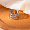 Titanium Steel Ring Open Type Unisex Electroplated With Heart Shape Flower Leaves Letters Numbers Text Design