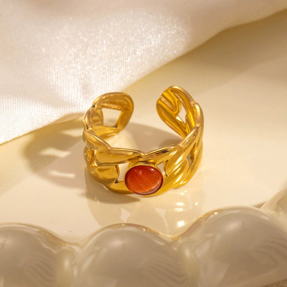 Titanium Steel Ring Plated With Gold Geometric U Shape Women's Style