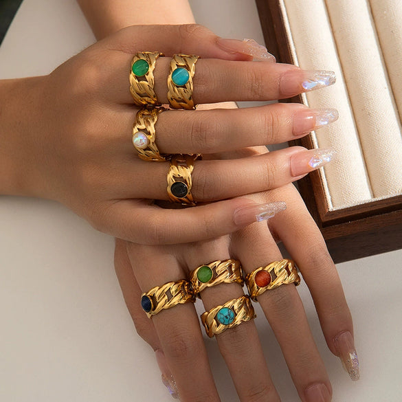 Titanium Steel Ring Plated With Gold Geometric U Shape Women's Style