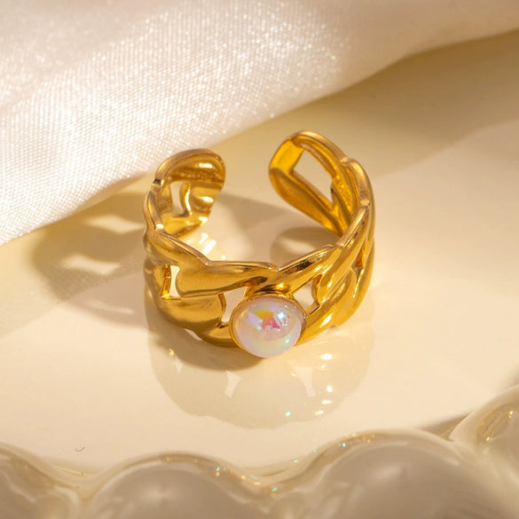 Titanium Steel Ring Plated With Gold Geometric U Shape Women's Style