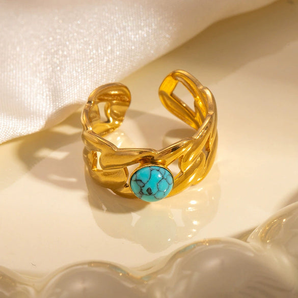 Titanium Steel Ring Plated With Gold Geometric U Shape Women's Style