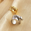 Titanium Steel Ring Plated With 18K Gold Heart Pendant Natural Style Jewelry