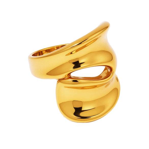 Titanium Steel Ring Pvd Plated True Gold Geometric Light Luxury Style