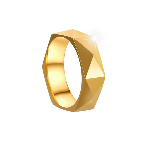 Titanium Steel Ring Rhombus Geometric Style Electroplated Unisex