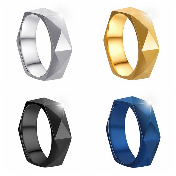 Titanium Steel Ring Rhombus Geometric Style Electroplated Unisex