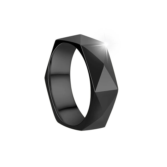 Titanium Steel Ring Rhombus Geometric Style Electroplated Unisex