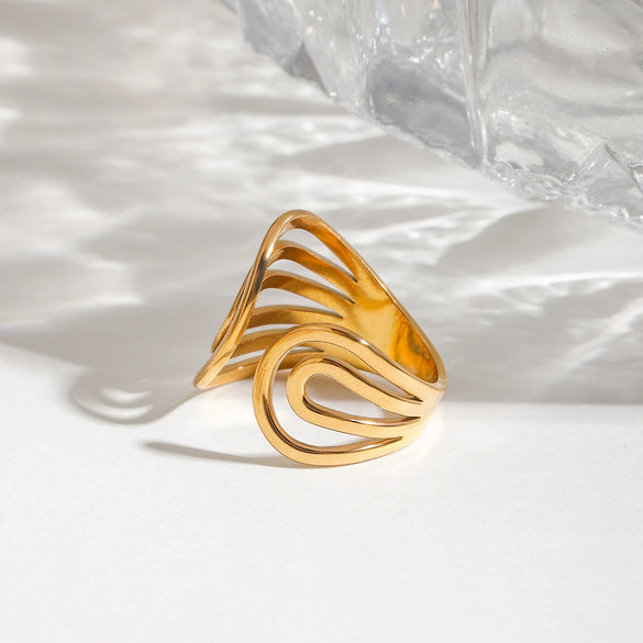 Titanium Steel Ring Stainless Steel Jewelry Geometric Design Electroplated