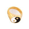 Titanium Steel Ring With Animal Zodiac Geometric Cartoon Character Patterns And Electroplating Treatment