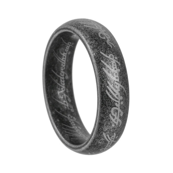 Titanium Steel Ring With Distressed Style And Letters Numbers Text Pattern For Unisex Jewelry