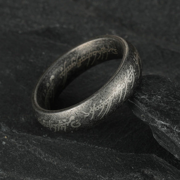 Titanium Steel Ring With Distressed Style And Letters Numbers Text Pattern For Unisex Jewelry