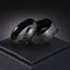 Titanium Steel Ring With Geometric Damascus Steel Pattern And Electroplating For Unisex