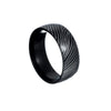 Titanium Steel Ring With Geometric Damascus Steel Pattern And Electroplating For Unisex