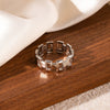 Titanium Steel Ring With Geometric Hollow Leaves Pattern Electroplated For Women And Men