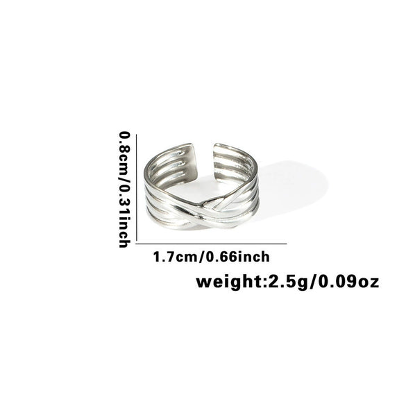 Titanium Steel Ring With Geometric Hollow Leaves Pattern Electroplated For Women And Men