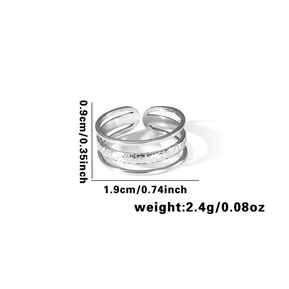 Titanium Steel Ring With Geometric Hollow Leaves Pattern Electroplated For Women And Men