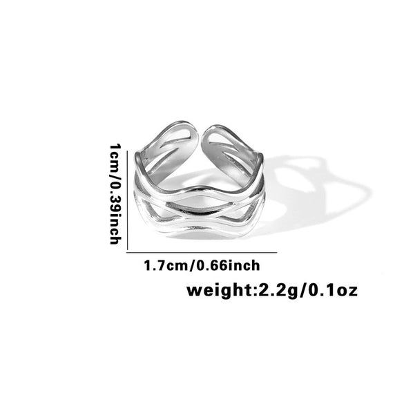 Titanium Steel Ring With Geometric Hollow Leaves Pattern Electroplated For Women And Men