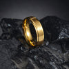 Titanium Steel Ring With Letters Numbers Text Pattern Electroplated Nonfading Step Sand Surface Matte Unisex