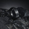 Titanium Steel Ring With Letters Numbers Text Pattern Electroplated Nonfading Step Sand Surface Matte Unisex