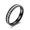 Titanium Steel Ring With Polished Gold Tone Circle Design And Full Stone Inlay Geometric Fashion Ring For Women
