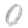 Titanium Steel Ring With Polished Gold Tone Circle Design And Full Stone Inlay Geometric Fashion Ring For Women