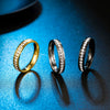 Titanium Steel Ring With Polished Gold Tone Circle Design And Full Stone Inlay Geometric Fashion Ring For Women