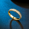 Titanium Steel Ring With Polished Gold Tone Circle Design And Full Stone Inlay Geometric Fashion Ring For Women